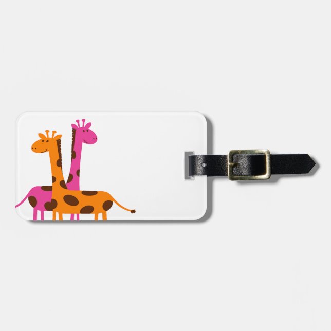 Cartoon Giraffe Luggage Tag (Front Horizontal)