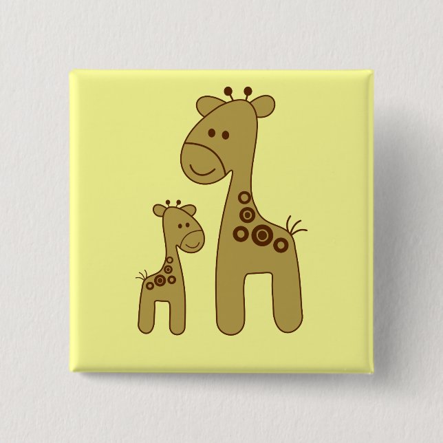 Cartoon Giraffe Print Button (Front)