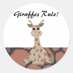 Cartoon Giraffe's Rule  Classic Round Sticker