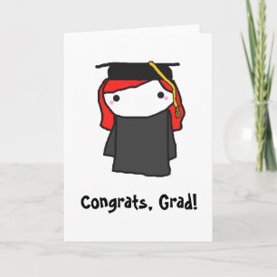 Cartoon Girl Graduation Greeting Card