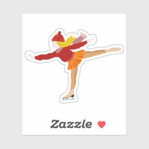 Cartoon Girl Ice Skating Winter clipart
