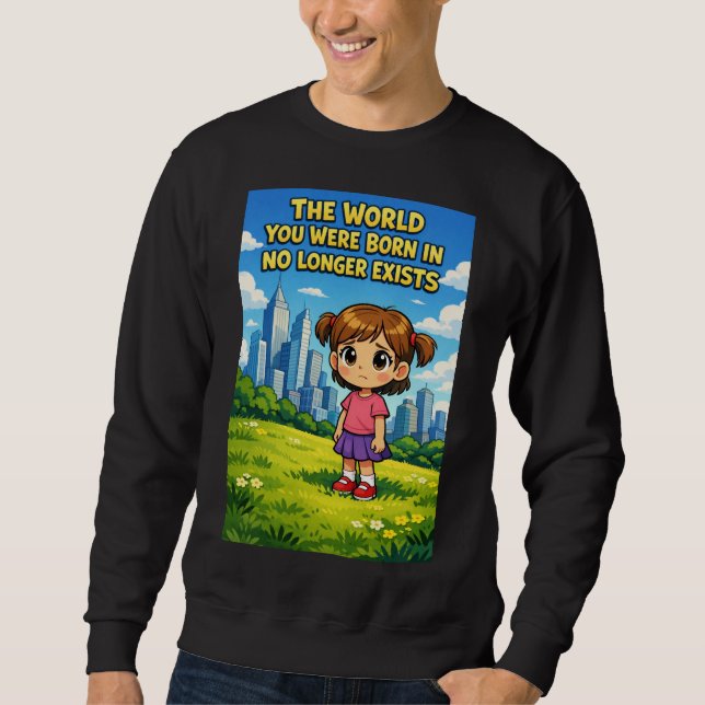 Cartoon Girl Lost Innocence Past vs Future Graphic Sweatshirt (Front)