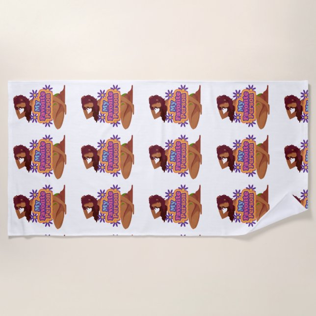 Cartoon girl my favourite person beach towel (Front)