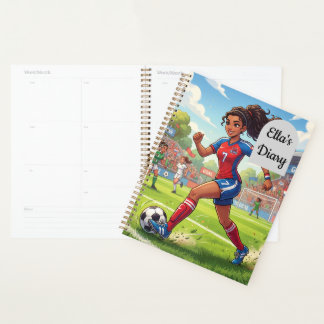 Cartoon Girl Playing Soccer Football | Personalise Planner