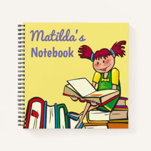 Cartoon Girl Reading Books Personalised