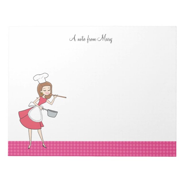 Cartoon Girl Recipe Notepad (Front)