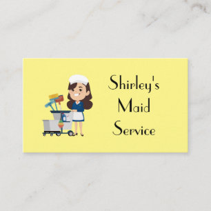 CARTOON Girl Shirley's Maid Service QR code Business Card