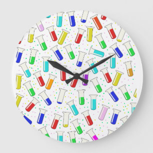Cartoon glass test tubes large clock