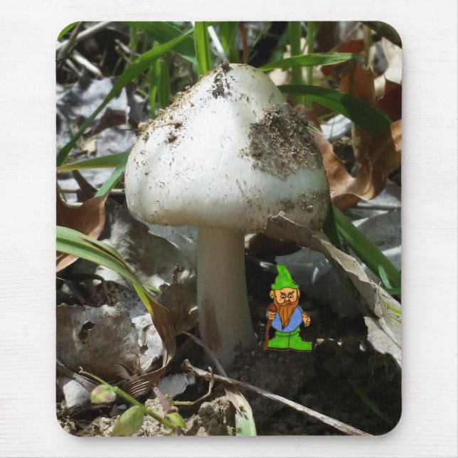 Cartoon Gnome under a Mushroom Mouse Pad (Front)