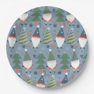 Cartoon Gnomes and Holiday Trees  Paper Plate