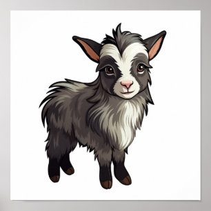 Cartoon goat illustration poster