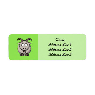 Cartoon Goat on Bright green Background Return Address Label