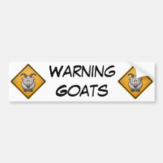 Cartoon Goat Warning Sign Bumper Sticker