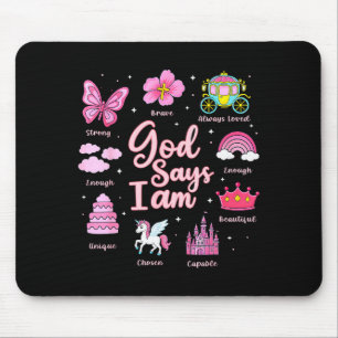 Cartoon God Say I Am Princess Girl Kids Mouse Pad