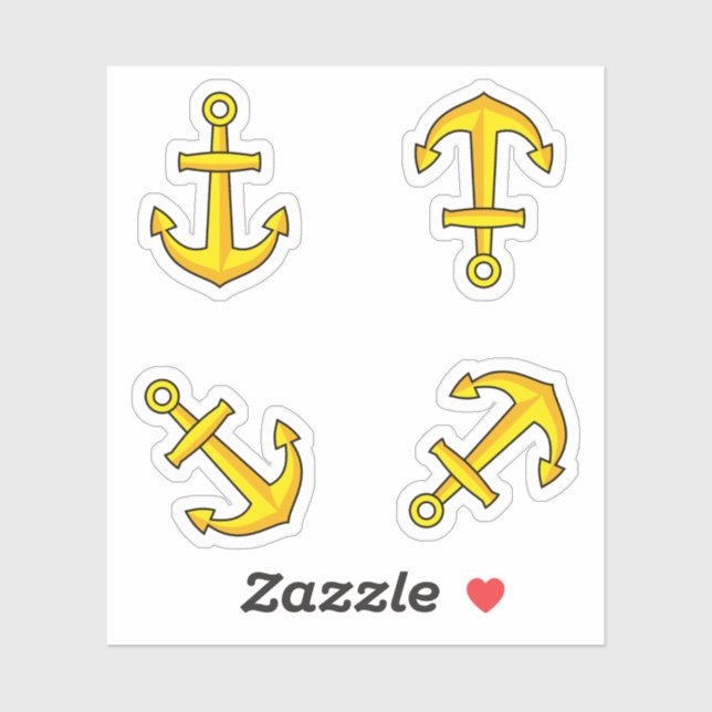 Cartoon Golden Boat Anchor Set (Sheet)