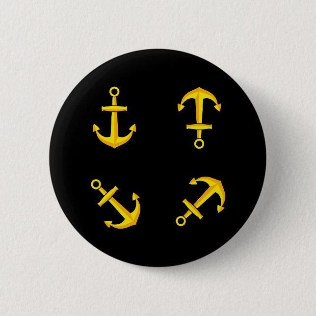 Cartoon Golden Boat Anchor Set 6 Cm Round Badge (Front)