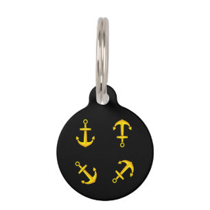 Cartoon Golden Boat Anchor Set Add Name Pet Tag