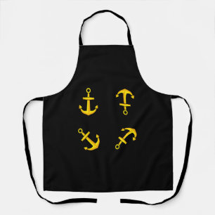 Cartoon Golden Boat Anchor Set Apron