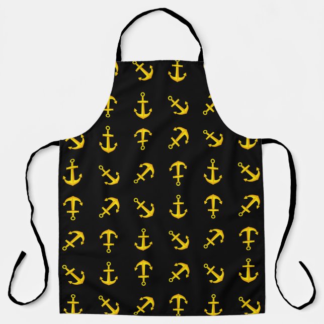 Cartoon Golden Boat Anchor Set Apron (Front)