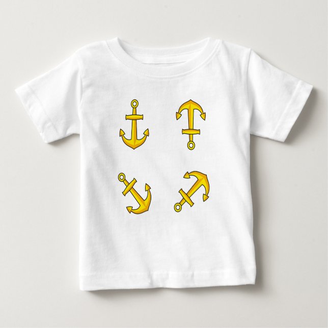 Cartoon Golden Boat Anchor Set Baby T-Shirt (Front)