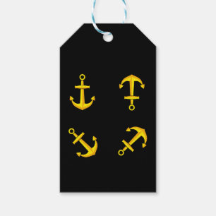 Cartoon Golden Boat Anchor Set Gift Tags
