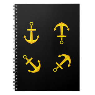 Cartoon Golden Boat Anchor Set Notebook