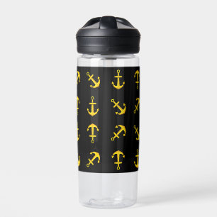 Cartoon Golden Boat Anchor Set Pattern Water Bottle