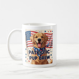 Cartoon Golden Retriever Patriotic Coffee Mug
