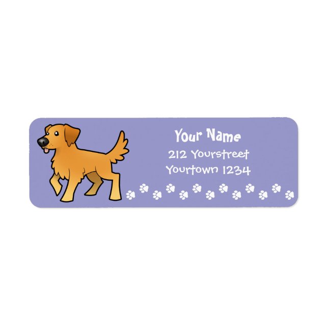 Cartoon Golden Retriever Return Address Label (Front)
