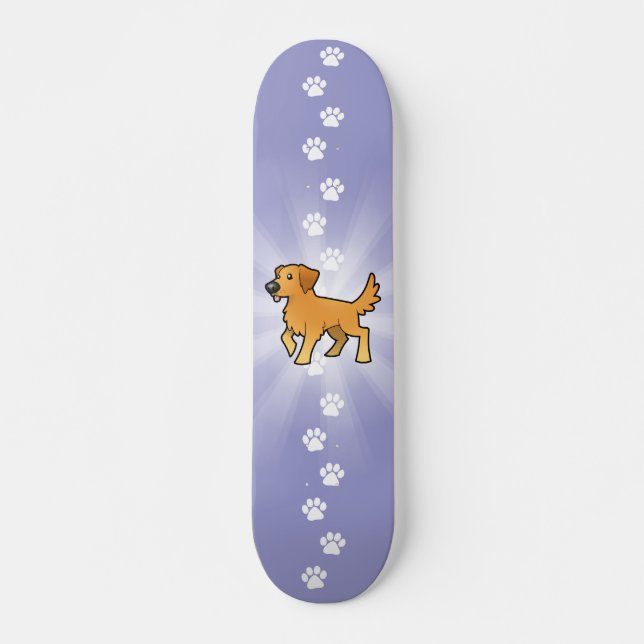 Cartoon Golden Retriever Skateboard (Front)