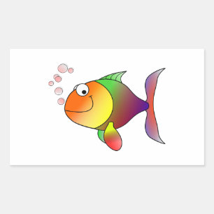 Cartoon Goldfish Rectangular Sticker