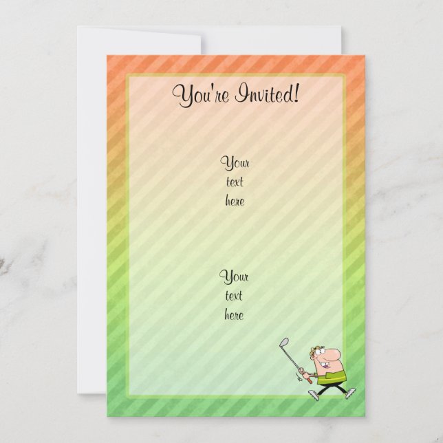Cartoon Golfer design Invitation (Front)
