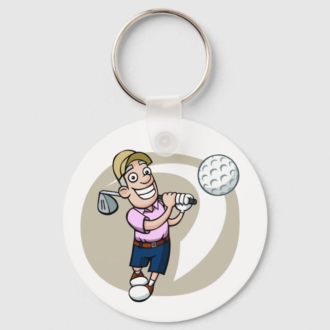 Cartoon Golfer Key Ring (Front)