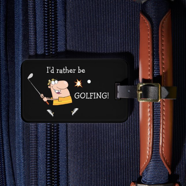 Cartoon Golfer Luggage Tag (Front Insitu 4)