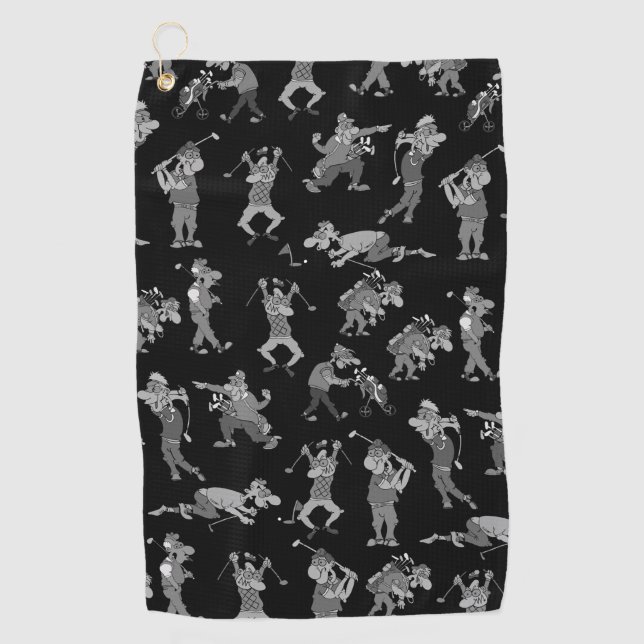 Cartoon Golfers Golf Towel (Front)