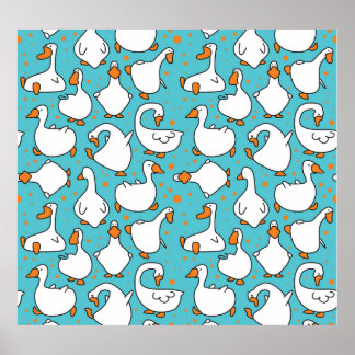 Cartoon Goose Funny Vintage Illustration Poster