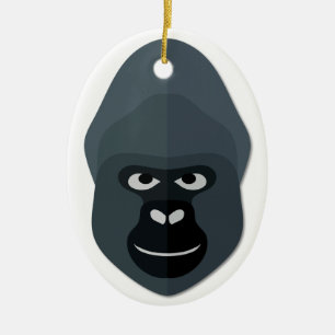 Cartoon Gorilla Head Ceramic Tree Decoration