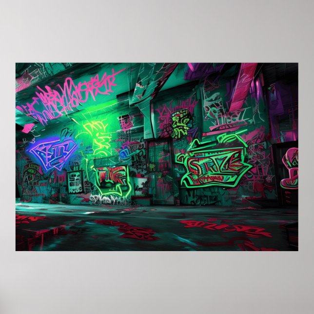 Cartoon Graffiti Art - Taking Action with Colourfu Poster (Front)