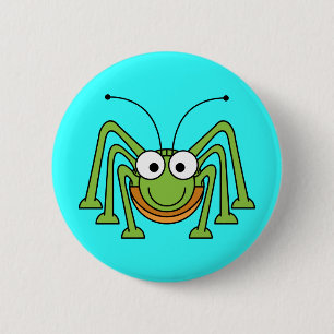 Cartoon Grasshopper 6 Cm Round Badge
