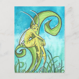 Cartoon Grasshopper Fairy Fantasy Art Postcard