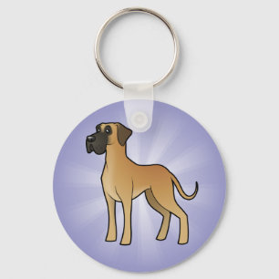 Cartoon Great Dane Key Ring
