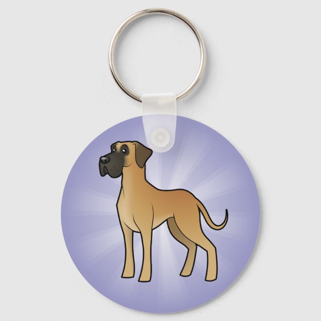 Cartoon Great Dane Key Ring (Front)