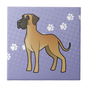 Cartoon Great Dane (natural) Ceramic Tile
