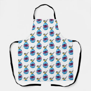 Cartoon Great Tit with Easter Egg Apron