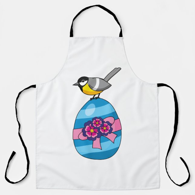Cartoon Great Tit with Easter Egg Apron (Front)
