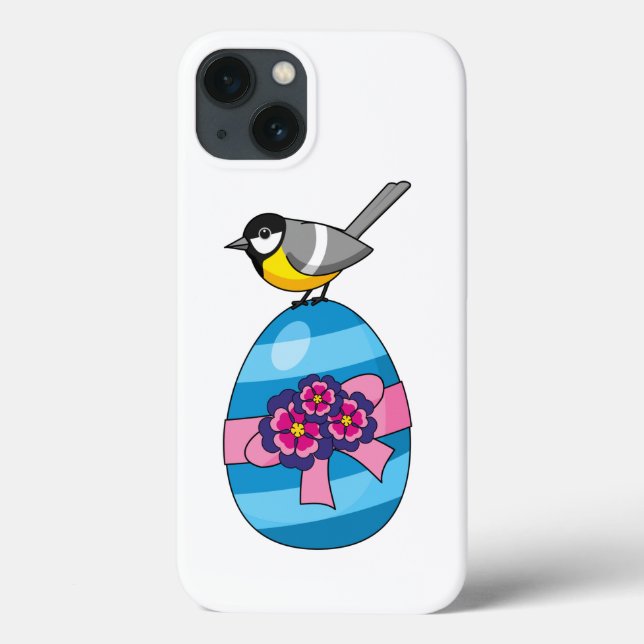 Cartoon Great Tit with Easter Egg Case-Mate iPhone Case (Back)