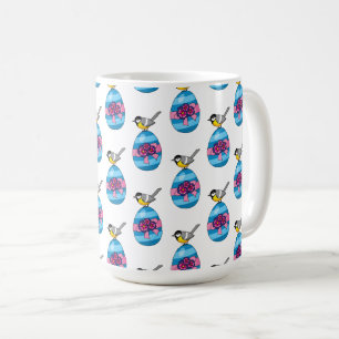 Cartoon Great Tit with Easter Egg Coffee Mug