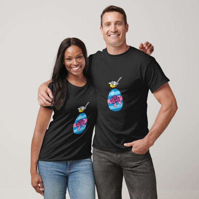Cartoon Great Tit with Easter Egg T-Shirt (Unisex)