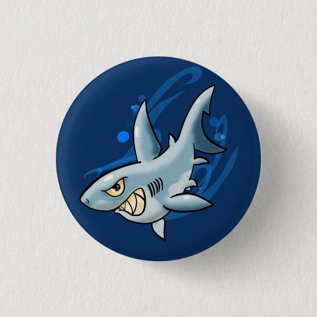 Cartoon Great White Shark 3 Cm Round Badge (Front)