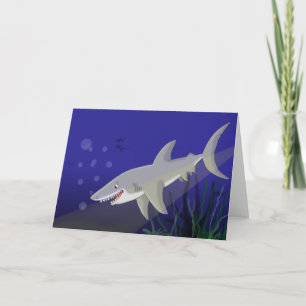 Cartoon Great White Shark Greeting Card